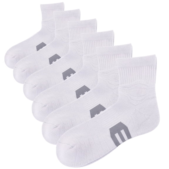 Kodal Copper Added Ankle Athletic Socks Arch Compression Support Running Socks Anti-sweaty Odor Free Comfortable Cushion 6 Pairs White
