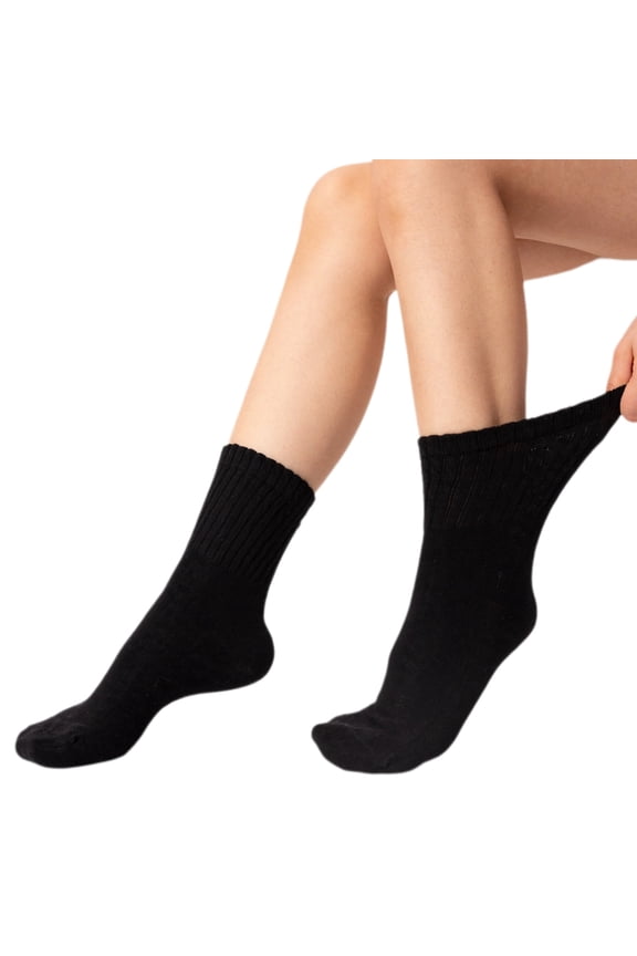 Kodal Copper Diabetic Socks 3-Pair Non-Binding Seamless Orthopedic Socks for Swollen Feet, Edema & Pain Relief for Men & Women Black