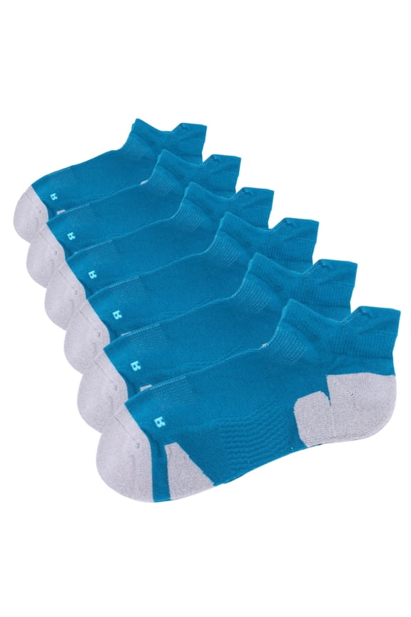 Kodal Copper Infused Low Cut Athletic Socks Moisture-wicking & Odor Free Cushioned Socks with Compression Arch Support Blue 6 Pairs