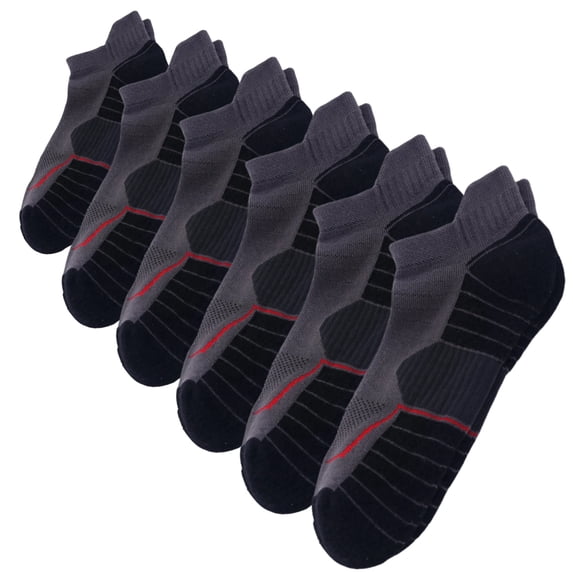 JQ Copper Infused Low Cut Socks 6-Pack — Arch Support, Anti-Odor & Cushioned for Training & Workouts BlackGrey