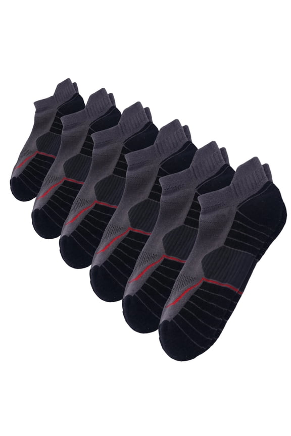 JQ Copper Infused Low Cut Socks 6-Pack — Arch Support, Anti-Odor & Cushioned for Training & Workouts BlackGrey