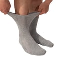 thumbnail image 1 of Kodal Copper-Infused Wide Cuff Socks for Swollen Feet & Neuropathy 3 Pair Non-Binding Diabetic Socks with Cushion, Men Women, Grey, 1 of 9
