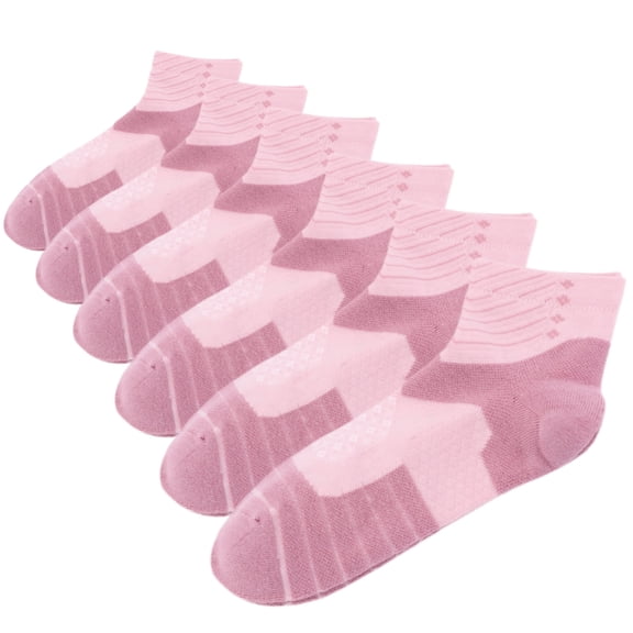 JQ Copper Sports Socks 6-Pair - Compression Arch Support, Cushioned, Odor Resistant for Women Pink
