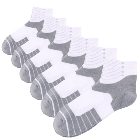 JQ Copper Sports Socks 6-Pair - Compression Arch Support, Cushioned, Odor Resistant for Women White