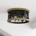 thumbnail image 1 of Kodiak 12-in W Black Rustic Round Cage Flush Mount Ceiling Light Fixture Moose and Tree Motif, 1 of 11