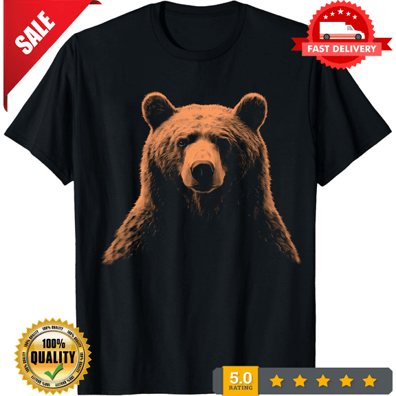 Kodiak Bear T-Shirt, Wildlife Graphic Tee, Bear Lover Gift, Animal Print Shirt, Nature Lover Top, Bear Portrait Tee, Camping and Hiking Gift, LIMITED EDITION-TH63456