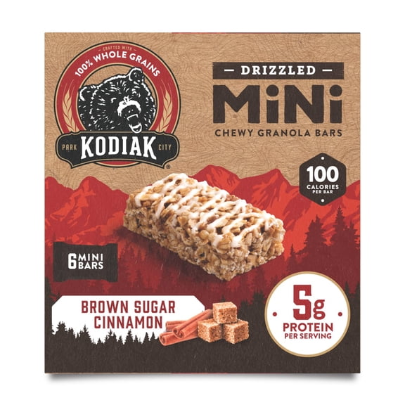 Kodiak Drizzled Mini Brown Sugar Cinnamon Chewy Granola Bars, 0.84 oz, 6 Pack
