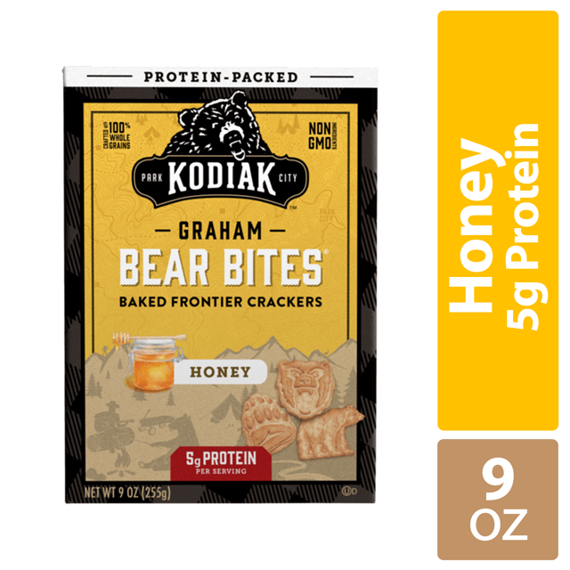 Kodiak Cakes Bear Bites, Honey Graham Crackers, 5g Protein per Serving