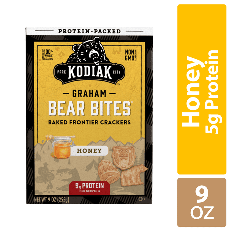 Kodiak Cakes Bear Bites, Honey Graham Crackers, 5g Protein per Serving, 9  oz Pack Of 8 