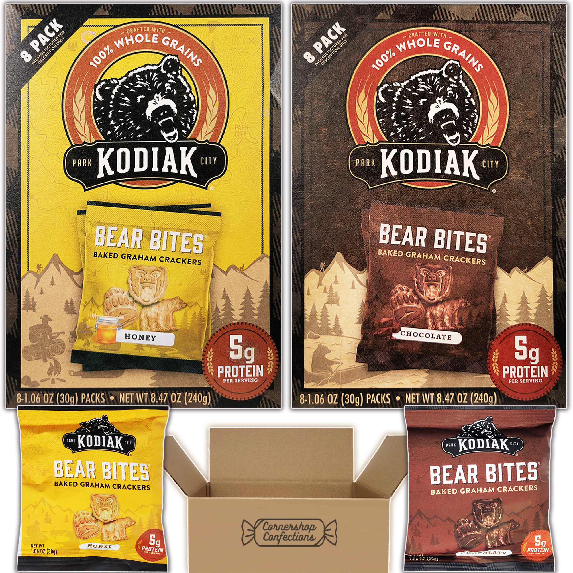 KodiakCakes Bear Bites Variety Pack 2 Flavors Chocolate and Honey
