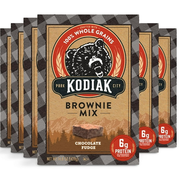 Kodiak Cakes Chocolate Fudge GGA1 Brownie Mix, 14.8 Ounce Boxes (Pack of 6)