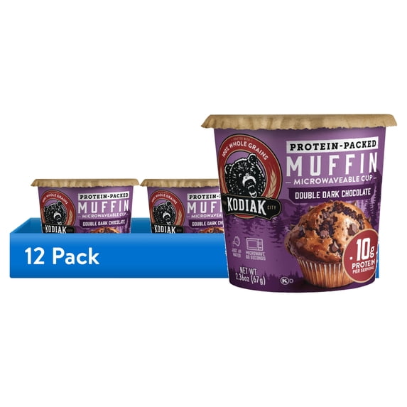 (12 pack) Kodiak Protein-Packed Double Dark Chocolate Muffin Power Cup, 2.36 oz