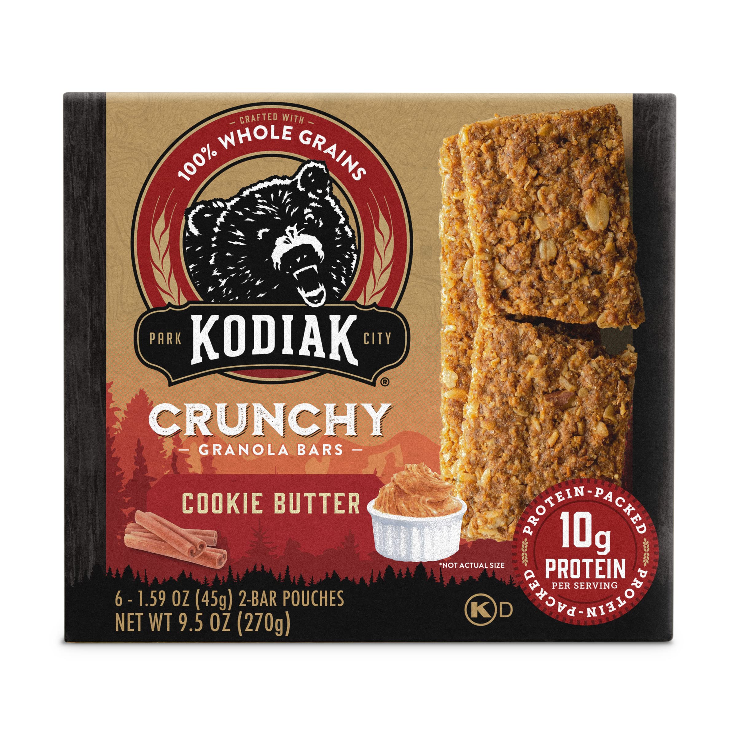 Kodiak Cakes Crunchy Granola Snack Bars, Cookie Butter, High Protein