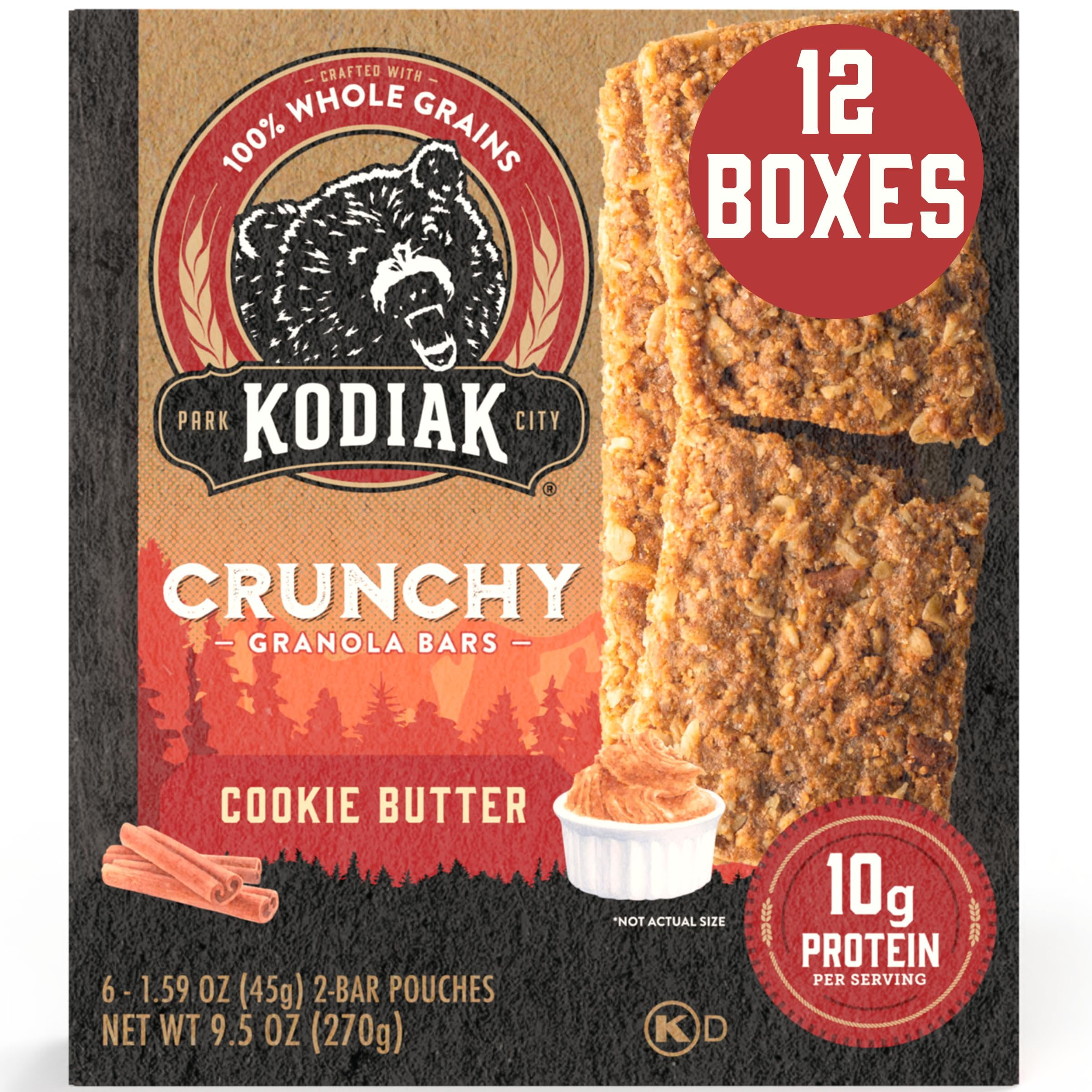 Kodiak Cakes Crunchy Granola Snack HYZ01 Bars, Cookie Butter, High