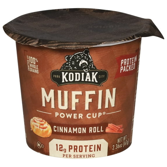 Kodiak Cakes Cups Bundle - Cinnamon Roll Muffin Power Cups - 12 Cups, Each 2.36 Ounces - 12g of Protein Per Serving, Made With 100% Whole Grains - On The Go Cups in Cornershop Confections Pack