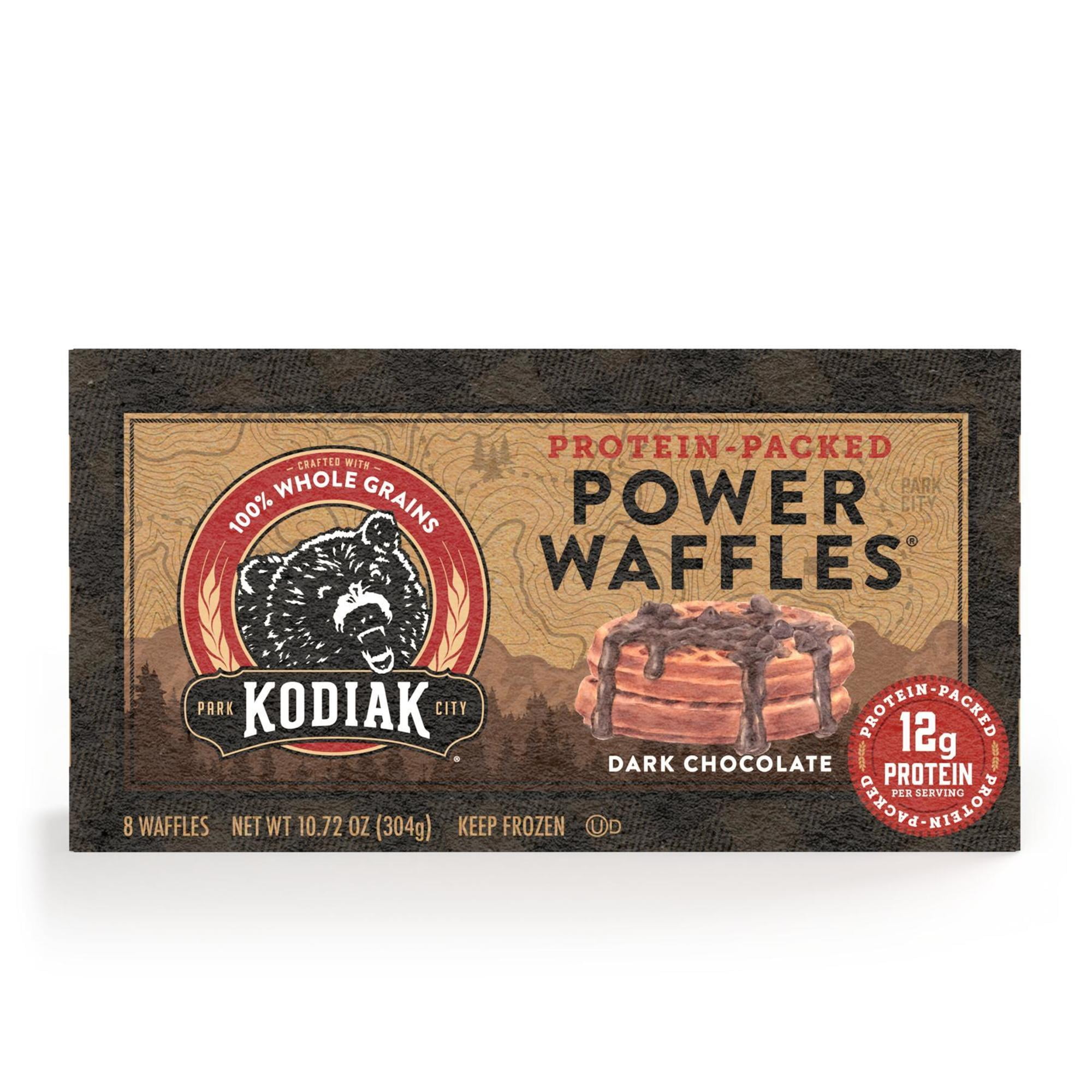 Kodiak ProteinPacked Dark Chocolate Power Waffles, 10.72 oz, 8 Count Box (Frozen)