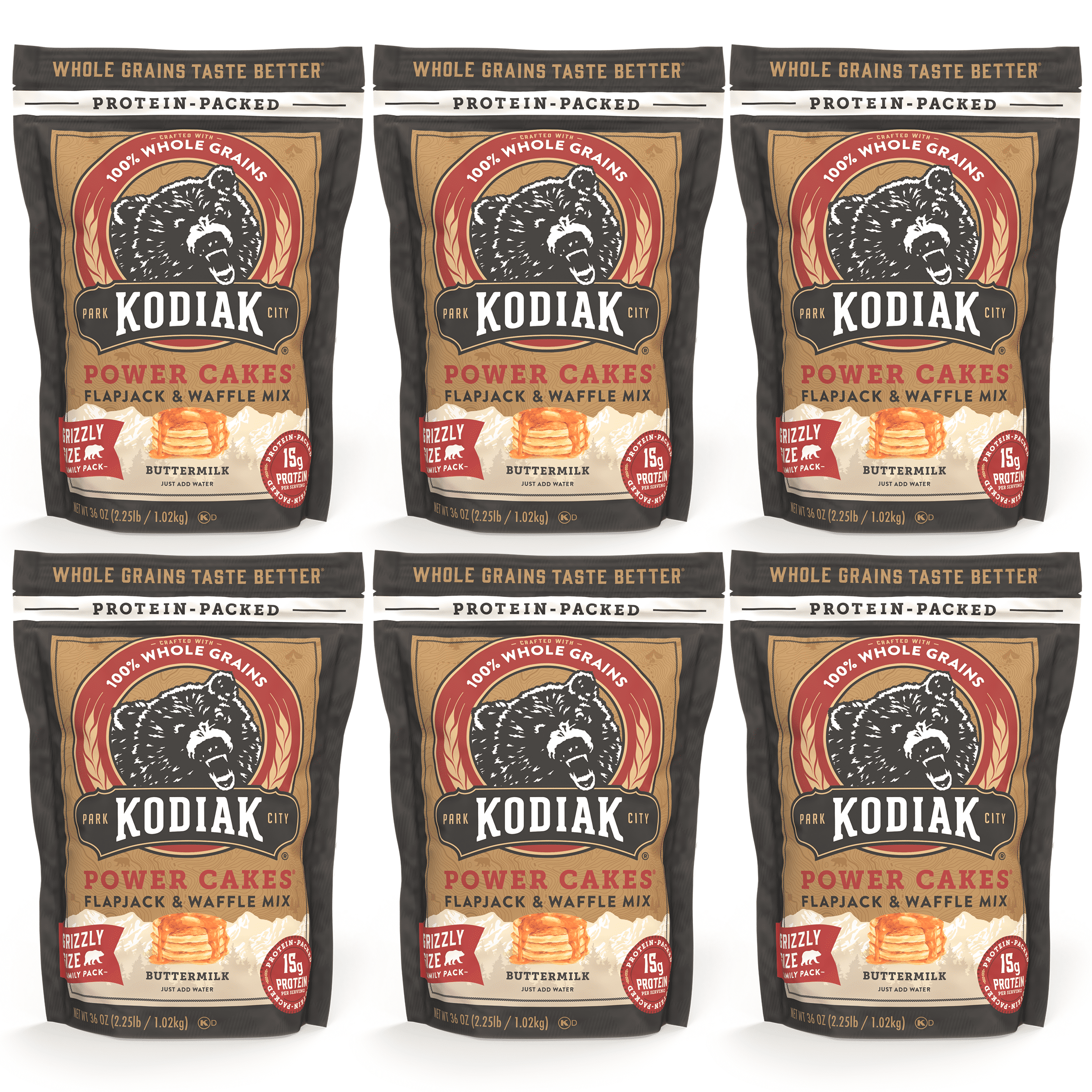 Kodiak Cakes Grizzly Size Buttermilk Power Cakes, 36 Ounces, 6 per case