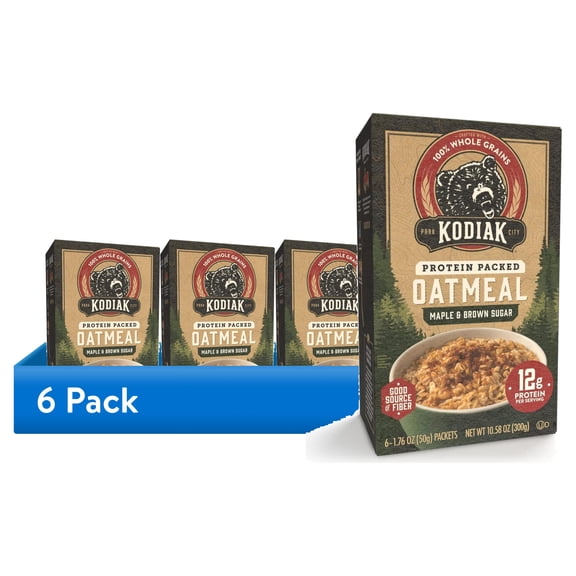 (6 pack) Kodiak Protein-Packed Maple Brown Sugar Instant Oatmeal Packets, 1.76 oz (6 Count)