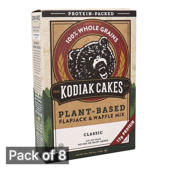 Kodiak Cakes Plant-Based Flapjack & Waffle Mix 18 oz (Pack of 8)