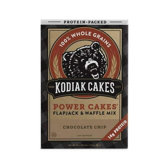 Kodiak Cakes Power Cakes Flapjack & Waffle Mix, Chocolate Chip, 18 oz Box (Pack of 6)