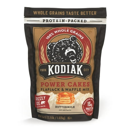 Kodiak Protein-Packed Power Cakes Buttermilk Pancake and Waffle Mix, 36 oz Bag