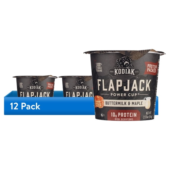 (12 pack) Kodiak Protein-Packed Buttermilk and Maple Pancake Cup, 2.15 oz
