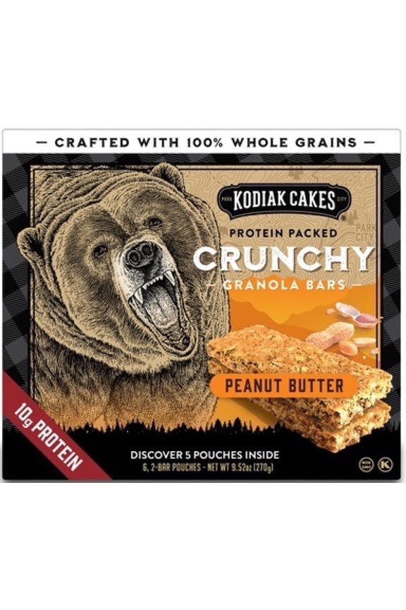 Kodiak Cakes Protein-Packed Crunchy Peanut Butter Granola Bars (Pack of 12)