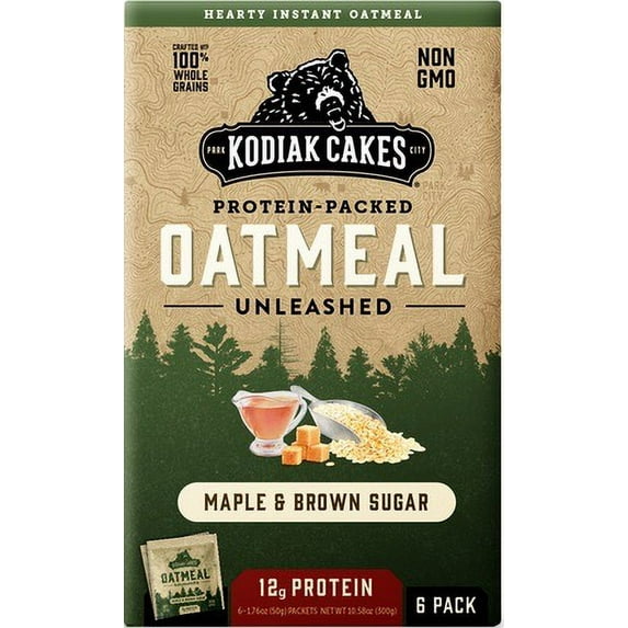 Kodiak Cakes Instant Oatmeal Maple & Brown Sugar (Pack of 6)