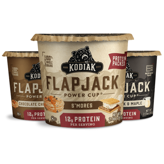 Kodiak Cakes Protein Pancake On The Go Flapjack Cups Mix; Buttermilk, Chocolate Chip, & S’mores Variety Pack, 12 Pack