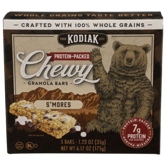 Kodiak Cakes S'Mores Protein-Packed Chewy Granola Bars 5 Pack 1.23 oz Package May Vary