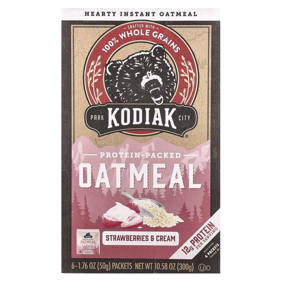 Kodiak Cakes Protein-Packed Oatmeal, Strawberries & Cream, 1.76 oz, 6-Count (Pack of 6)