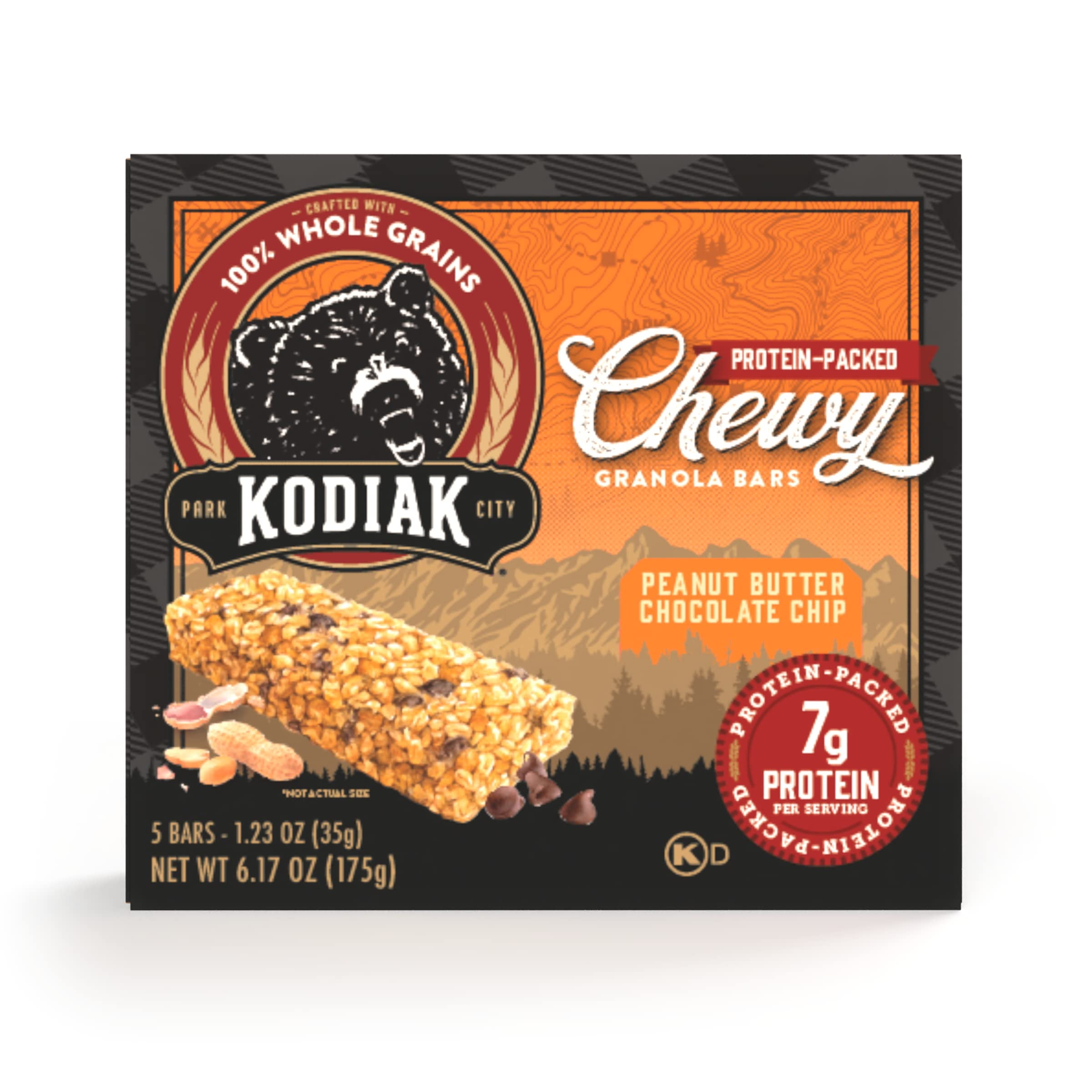 Kodiak Chewy Granola Snack Bars, Peanut Butter Chocolate Chip, High Protein, 100 Whole Grains