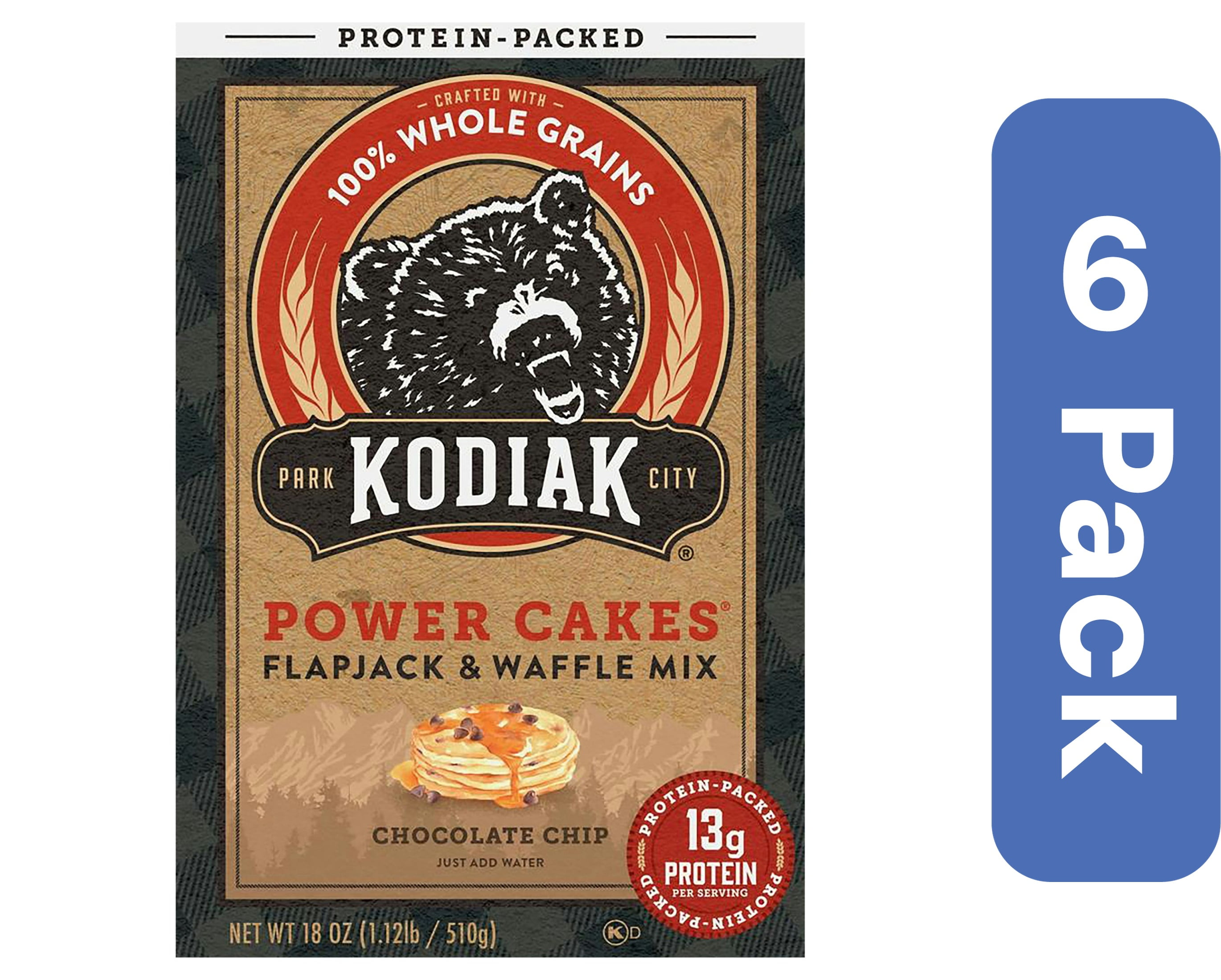 Kodiak Chocolate Chip Power Flapjack Mix 18 oz (Pack Of 6)
