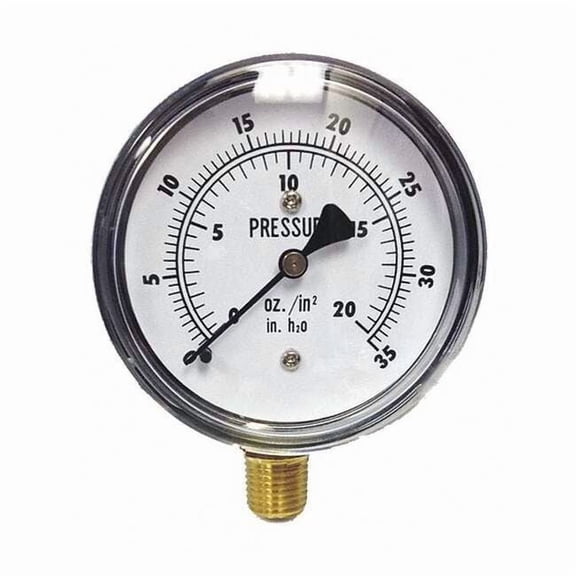 Kodiak Controls Low Pressure Gauge,Bottom,35" H2O/20 oz. KC25-35"WC/20OZ"H2O