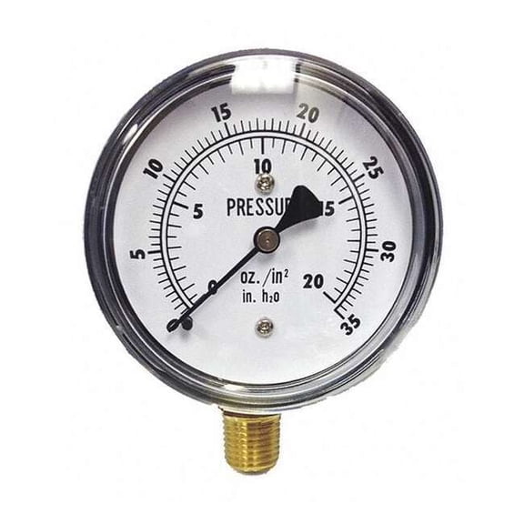 Kodiak Controls Low Pressure Gauge,Bottom,35" H2O/20 oz. KC25-35"WC/20OZ"H2O
