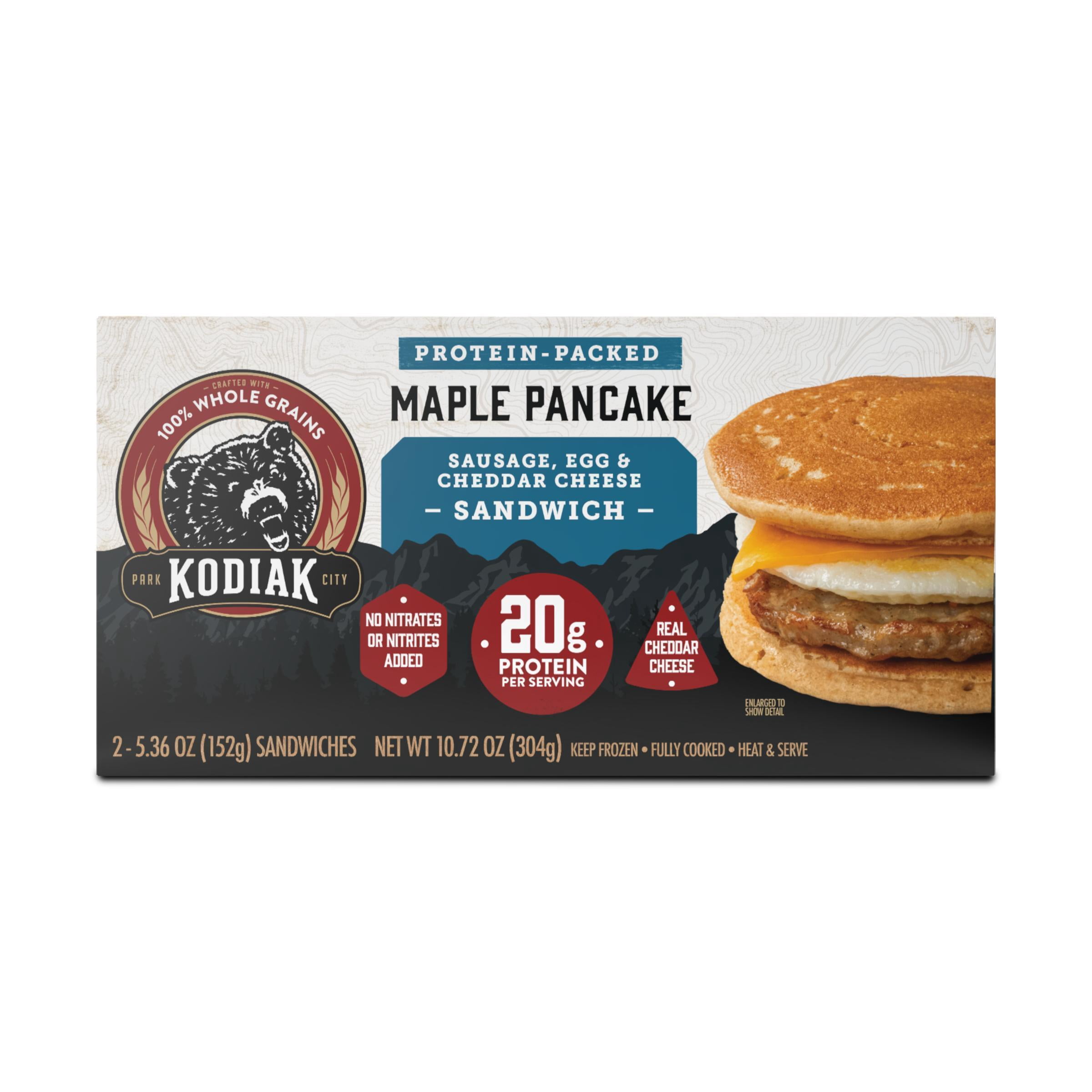 Kodiak Protein-Packed Frozen Breakfast Sandwiches, Sausage and Cheddar, 2 Count
