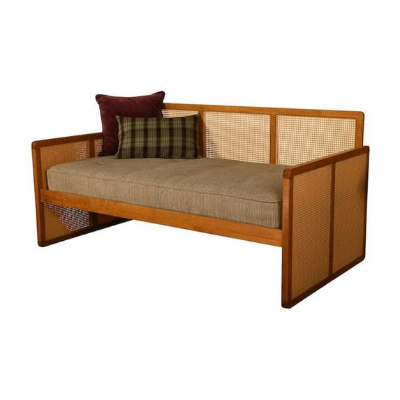 Kodiak Furniture Abaco Wood Daybed in Honey Finish and Woodsmoke Brown Mattress