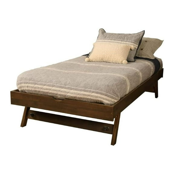 Kodiak Furniture Boho Twin Size Rustic Hardwood Pop Up Bed, Walnut