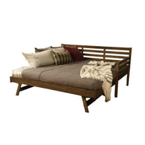 Kodiak Furniture Boho Wood Daybed/Pop Up Bed in Walnut Brown w/ Cream Mattresses
