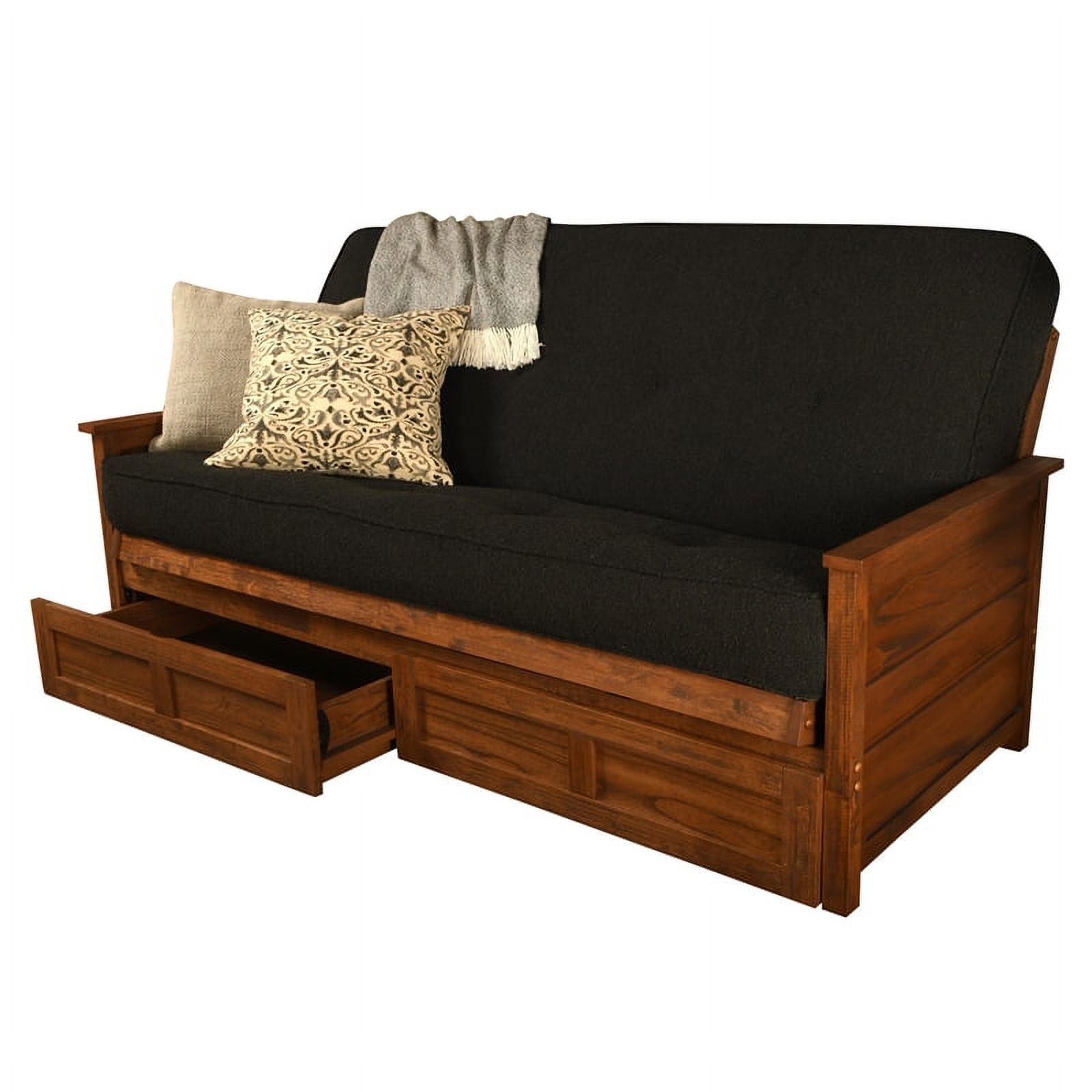 Kodiak Furniture Lexington Storage Futon in Weathered Brown w/ Black Mattress