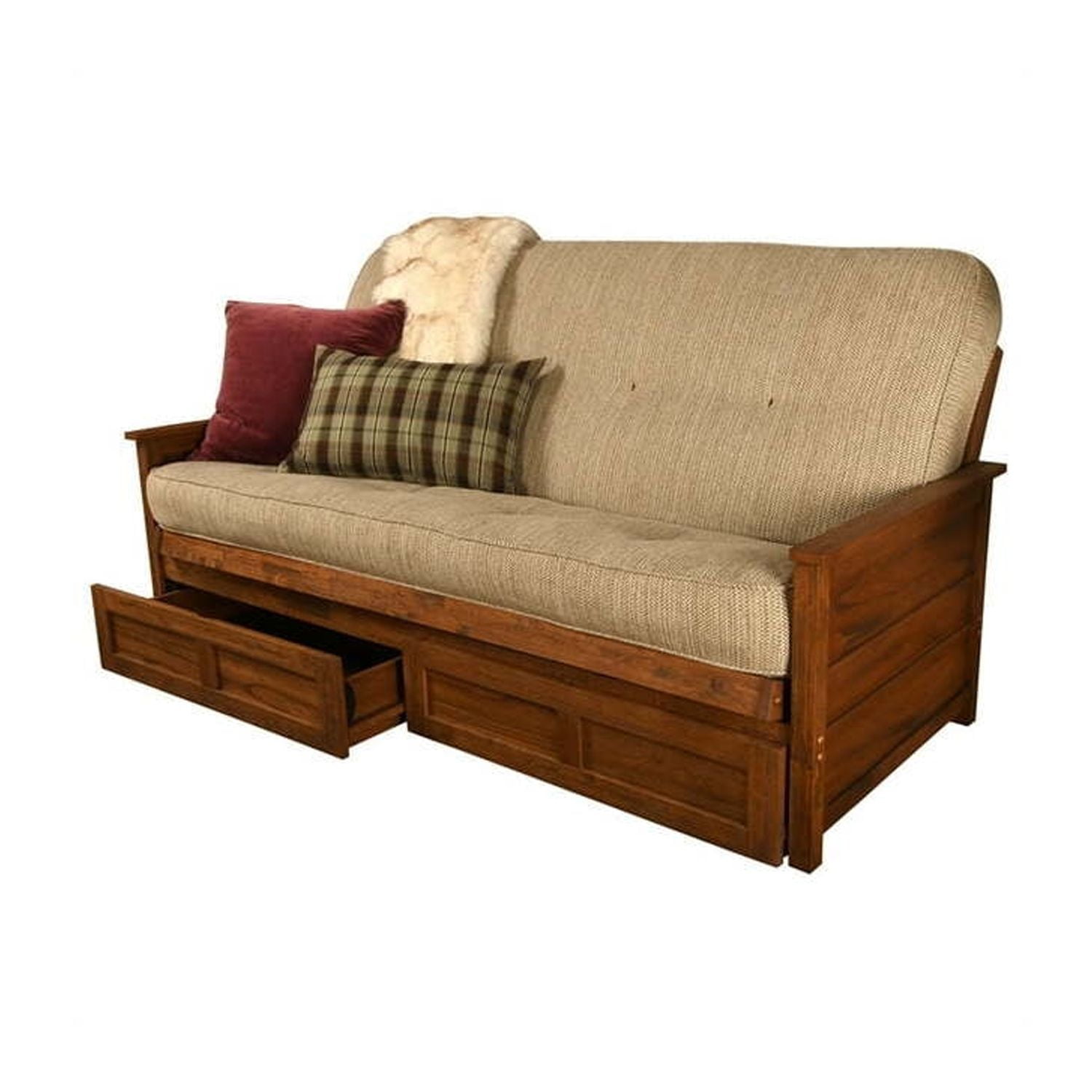 Kodiak Furniture Lexington Storage Futon in Weathered Brown w/ Brown Mattress