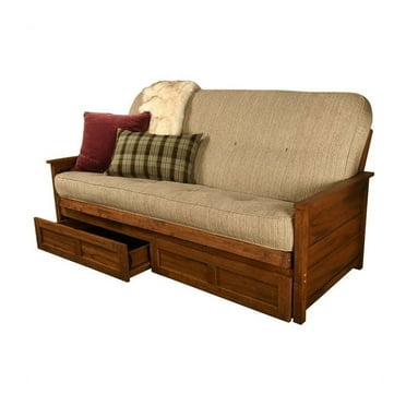Kodiak Furniture Lexington Storage Futon in Weathered Brown w/ Brown Mattress