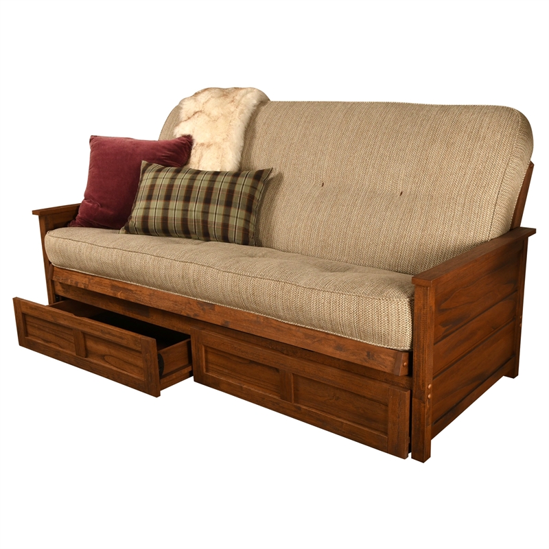 Kodiak Furniture Lexington Storage Futon in Weathered Brown w/ Brown