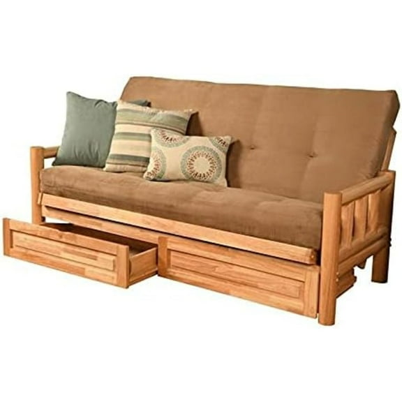 Kodiak Furniture Lodge Futon with Suede Fabric Mattress in Natural/Tan