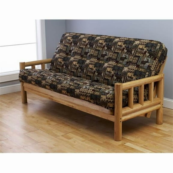 Kodiak Furniture Lodge Natural Futon with Multi-Color Fabric Mattress