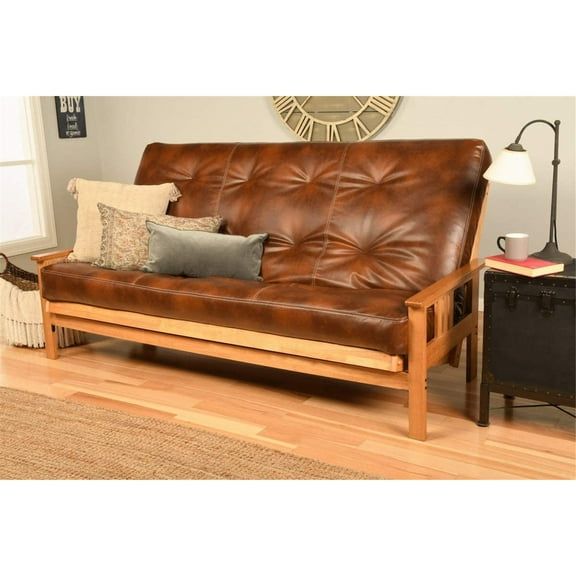 Kodiak Furniture Monterey Butternut Queen-size Futon with Saddle Brown Mattress