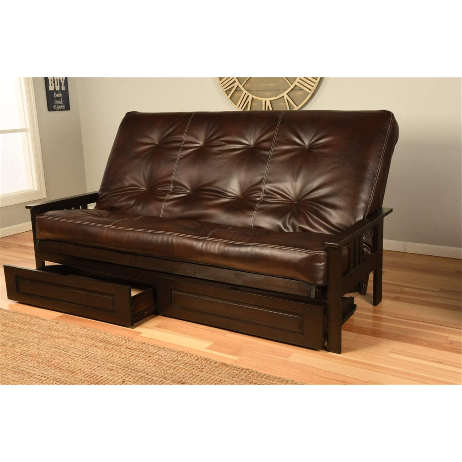 Kodiak Furniture Monterey Espresso Queensize Storage Futon with Brown