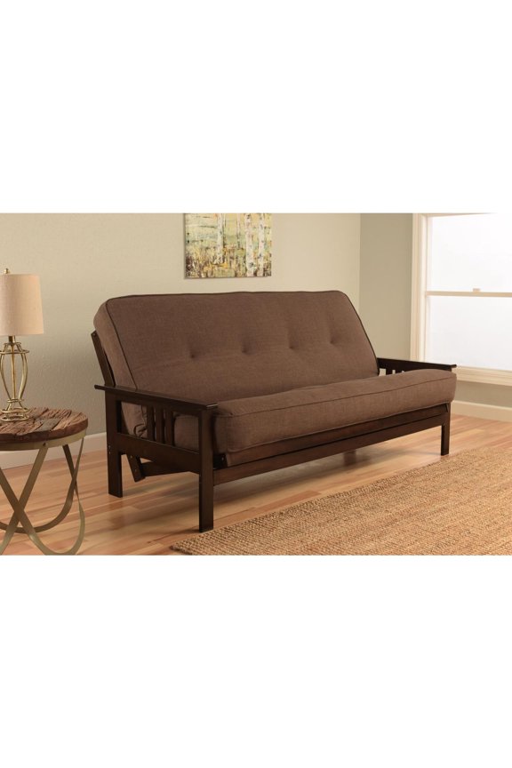 Monterey Frame with Linen Fabric Mattress in Brown/Espresso