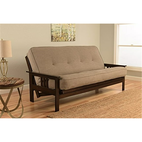 Kodiak Furniture Monterey Frame with Linen Fabric Mattress in Gray/Espresso