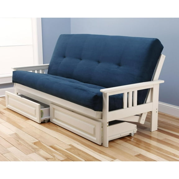 Kodiak Furniture Monterey Frame with Suede Fabric Mattress in Antique White/Blue